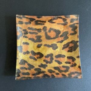 SOLD on eBay Leopard Print Glass Trinket Dish or Candle Holder